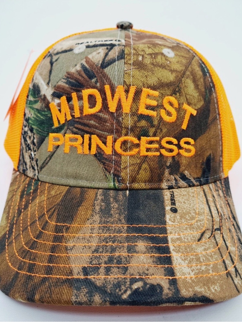 Chappell Roan Midwest Princess Ball Cap Embroidered Camouflage Neon Orange Mesh
